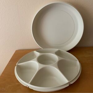 Vintage Tupperware Vegetable Party Tray Dish with Cover Convertible to Ice Tray